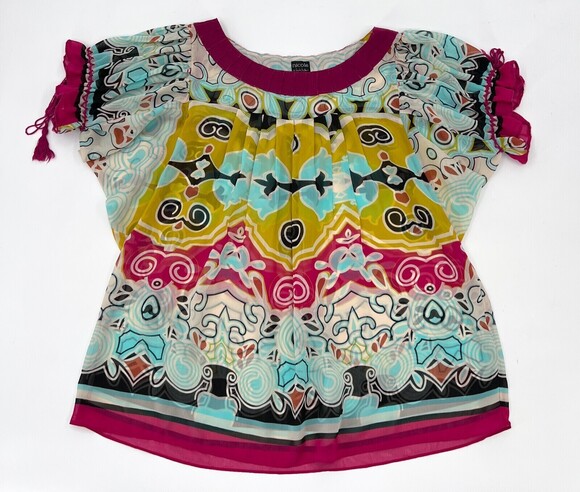 Nicole Miller Tops - Nicole by Nicole Miller Shirt Womens 8 Multicolor Blouse Sheer Round Neck *
